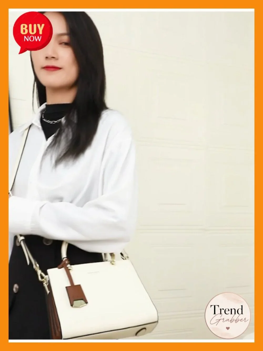Genuine Leather Satchel Tote Shoulder Bag with Zipper